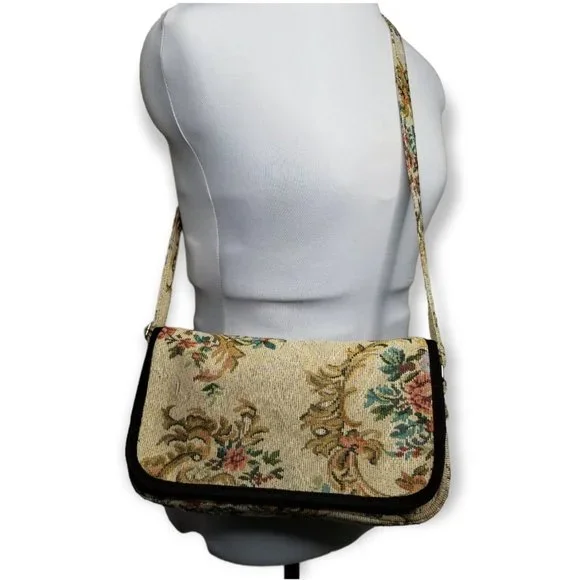 Floral Tapestry Shoulder Bag With Adjustable Strap FairyCore Nature CottageCore - Picture 2 of 10